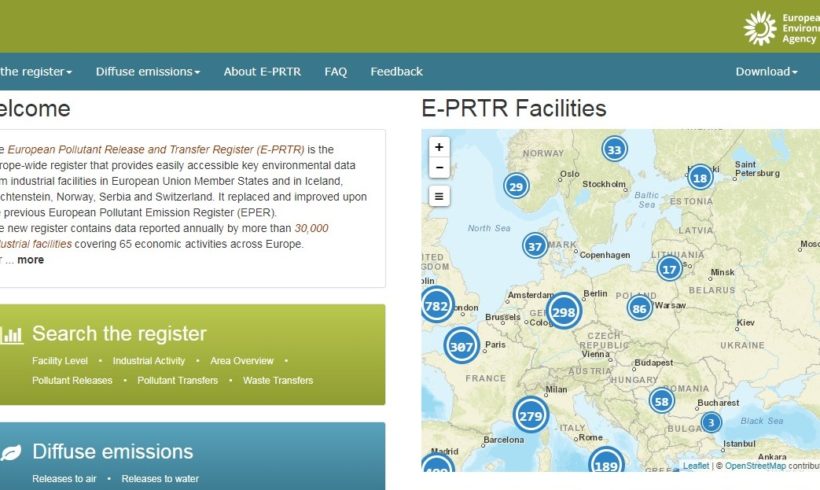 Как организован поиск в Европейском Регистре Выбросов и Переноса Загрязнителей (Е-РВПЗ)?
