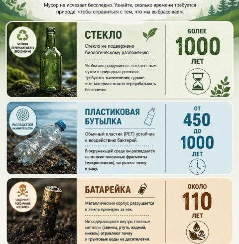 ЭКОФАКТ: Сколько времени разлагается мусор в природе?