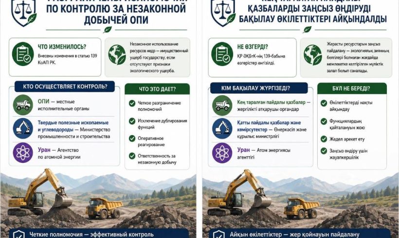 Кең таралған пайдалы қазбаларды заңсыз өндіруді бақылау өкілеттіктері белгіленді